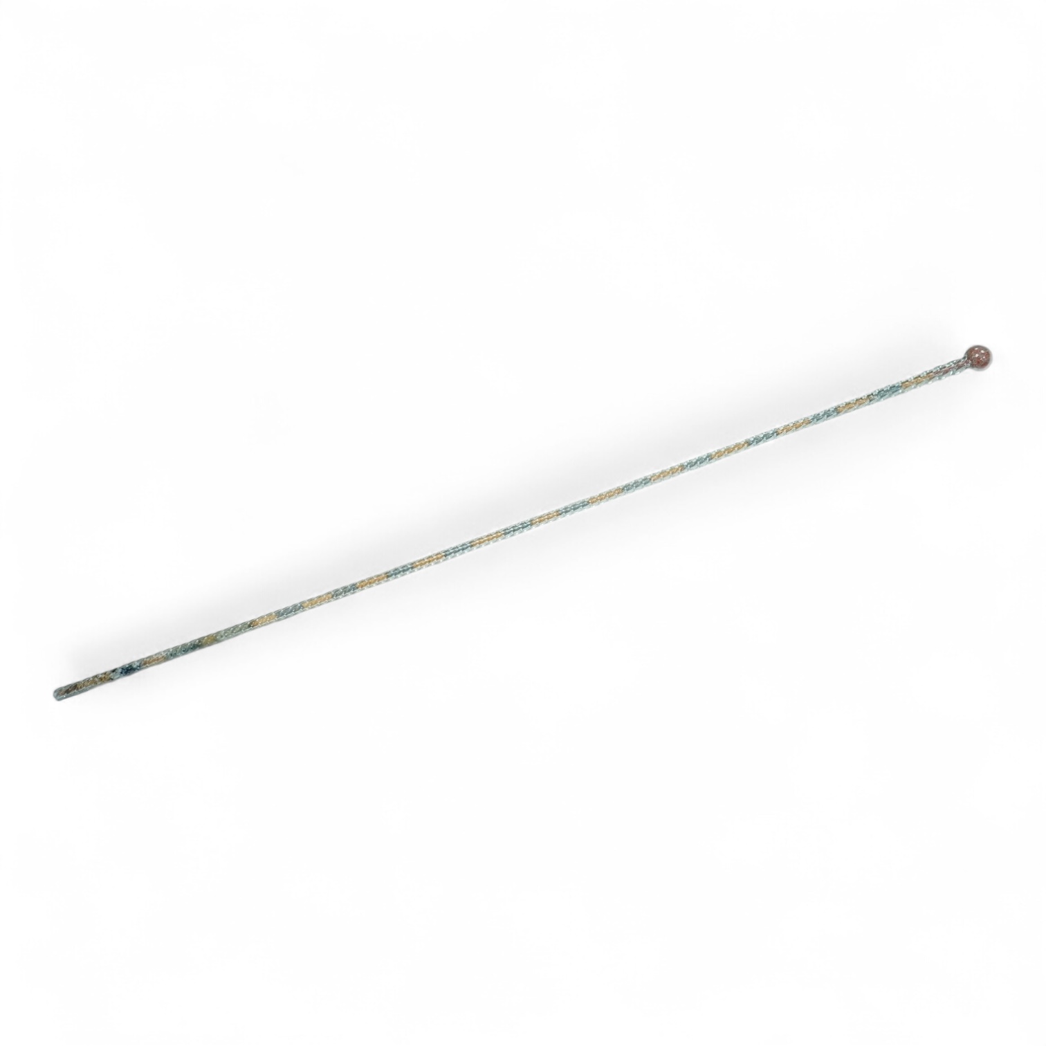 A 19th century Nailsea spiral walking stick, decorated with fine coloured beads, 128cm in length
